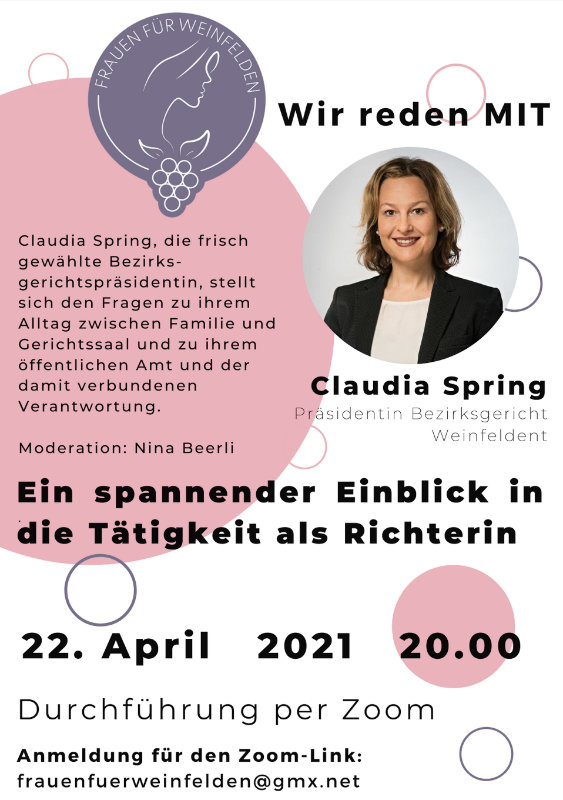 wir reden mit Frauen für Weifnelden wyfelder caludia spring Präsidentin Bezirksgericht Weinfelden