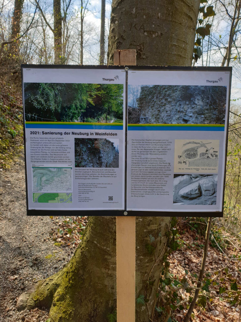 Neuburg Weinfelden Wyfelder Ausgrabungen Hinweisschild