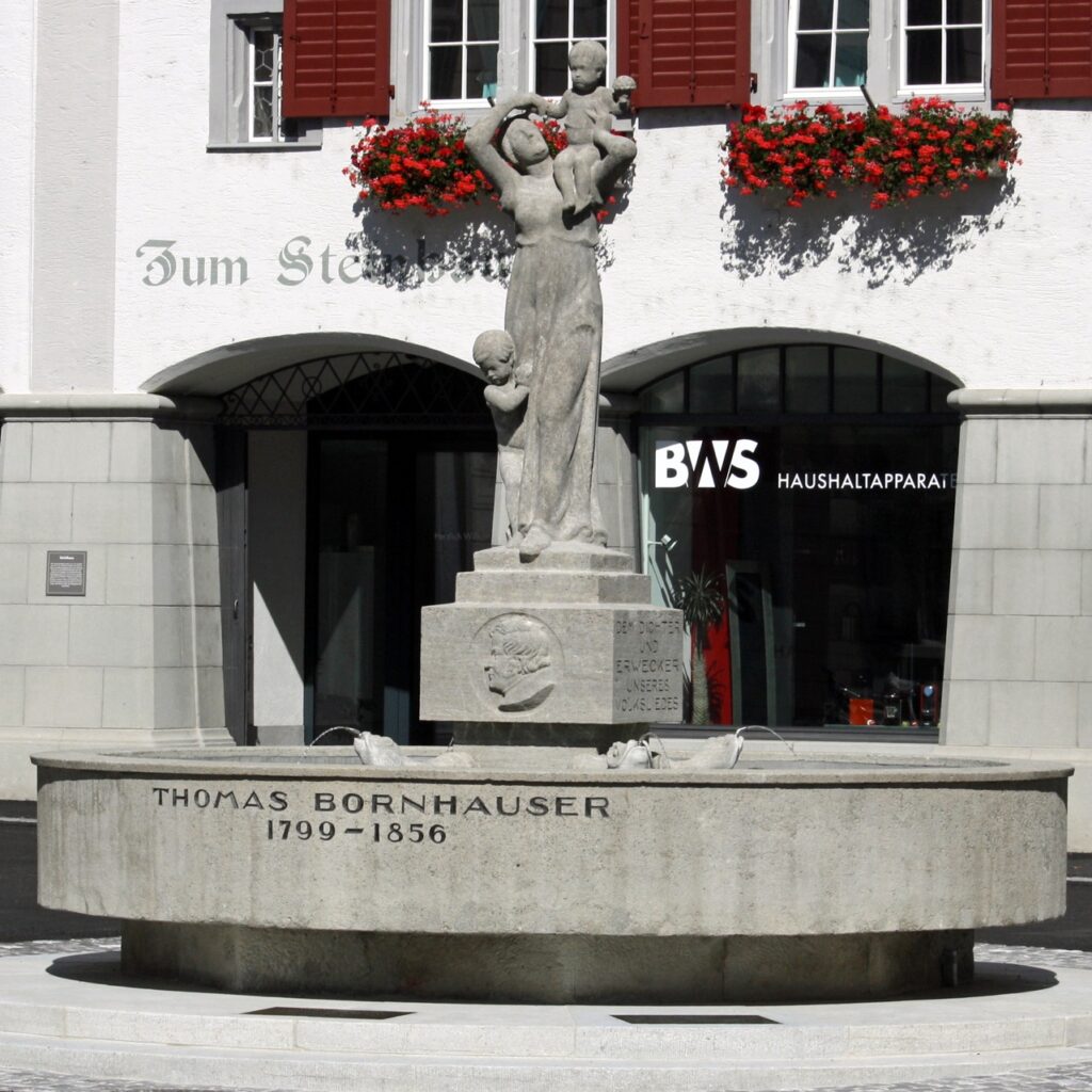 Rathausbrunnen Auf Frauenspuren in Weinfelden wyfelder rundgänge Groß