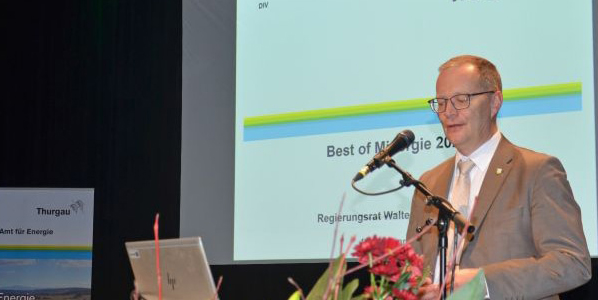 Regierungsrat Walter Schönholzer bei der Veranstaltung «Best of Minergie»
