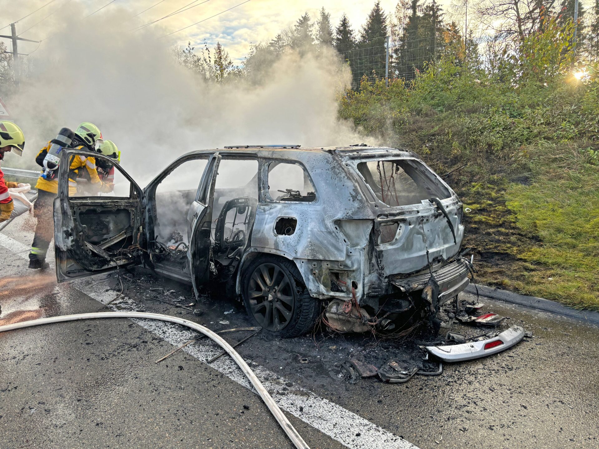Beim Autobrand wurde niemand verletzt. (Bild: Kantonspolizei Thurgau)