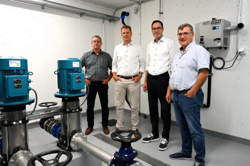 Offizielle "Eröffnung" des Stufenpumpwerks Bürglen-Weinfelden mit Simon Wolfer, Kilian Germann (Gemeindepräsident Bürglen), Roland Keller (CEO TBW AG) und Ruedi Menzi (TBW)