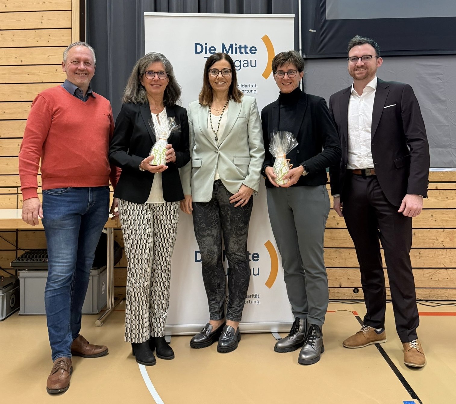 Prof. Dr. Thomas Merz, Dozent Medien und Informatik, Mitglied Publikumsrat SRF, Die Mitte | Cornelia Büchi, Kantonsrätin SVP | Sandra Stadler, Präsidentin und Kantonsrätin Die Mitte | Monika Knill, Präsidentin SRG Ostschweiz, ehem. Regierungsrätin SVP | Robin Bernhardsgrütter, Mediensprecher, Mitglied Parteileitung Die Mitte Thurgau