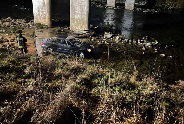 Das Auto kam in der Thur zum Stillstand. (Bild: Kantonspolizei Thurgau)